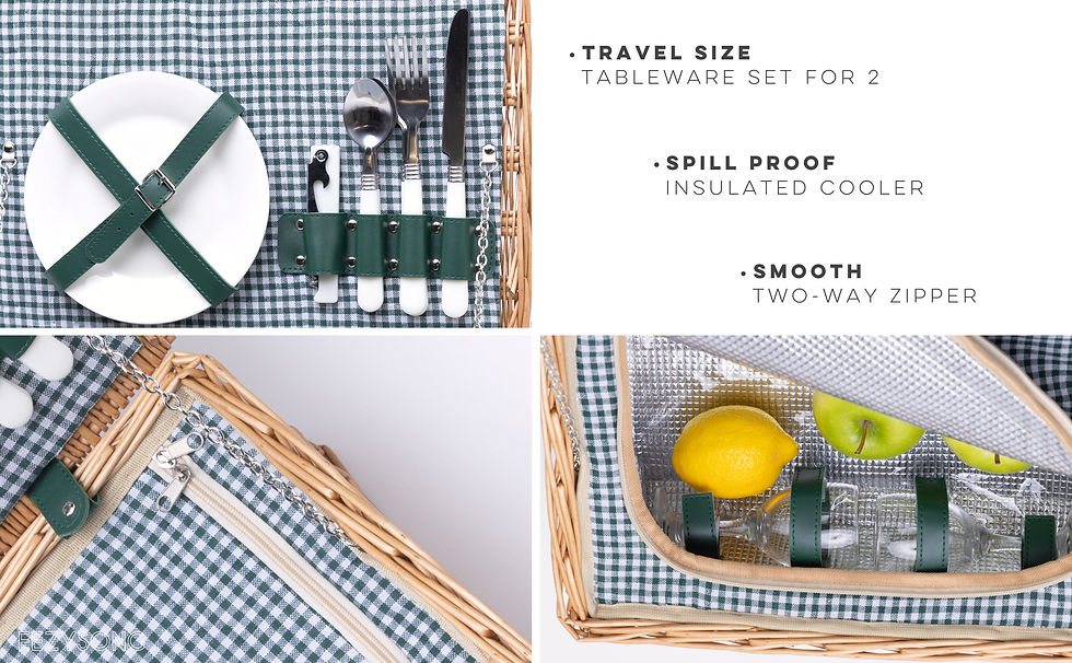 EEZYSONG Wicker Picnic Basket Set For 2